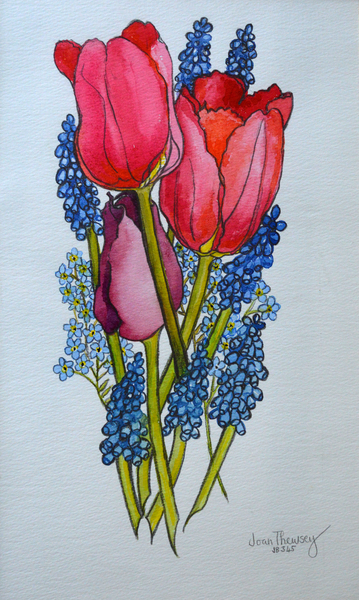 Tulips, Muscari and Forget-me-nots von Joan  Thewsey