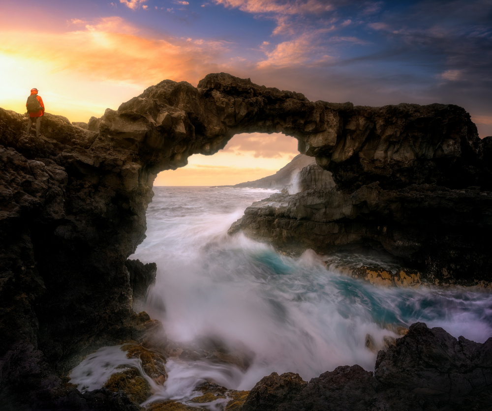 Rock bridge at sunset 7R26220 von joanaduenas