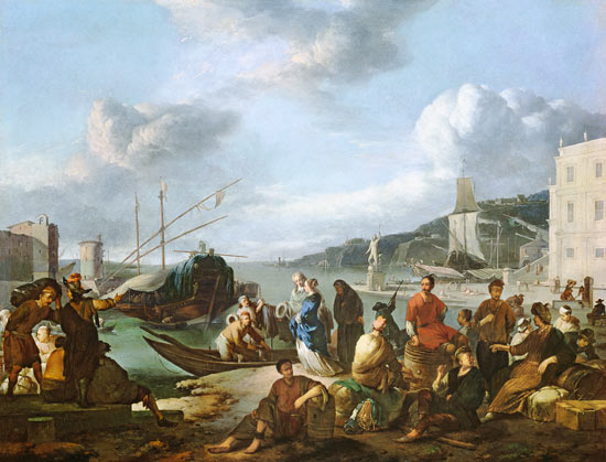 View of a Harbour von Johannes Lingelbach