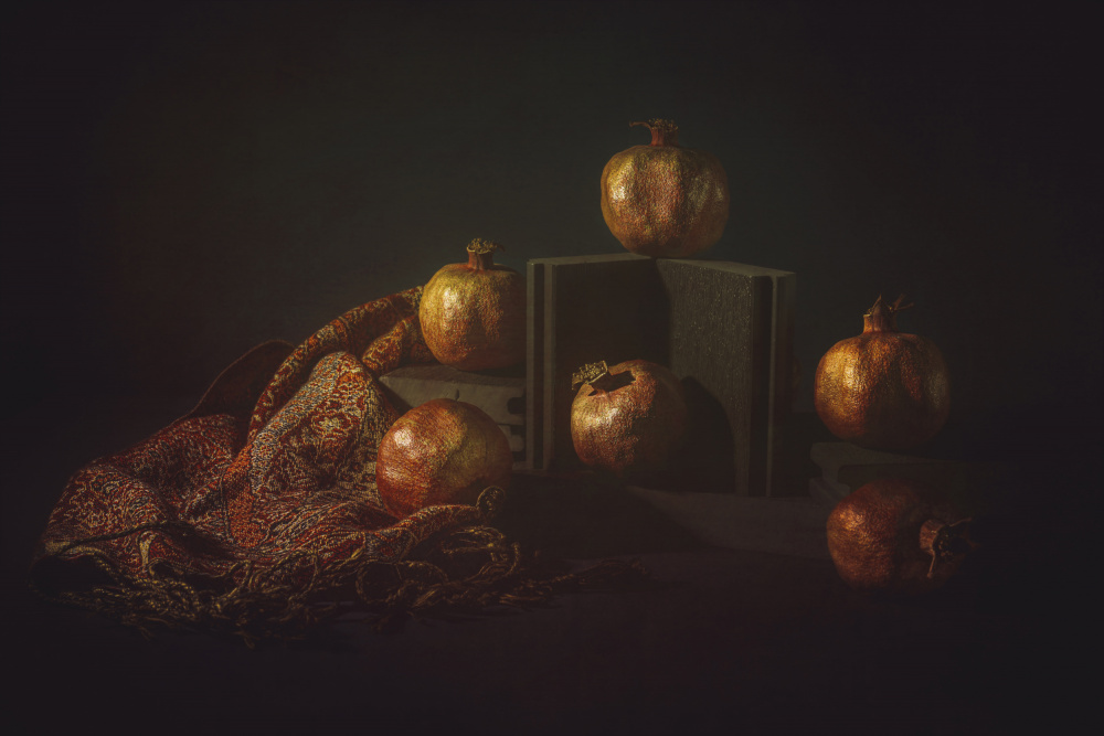 still life of dry pomegranate von John-Mei Zhong