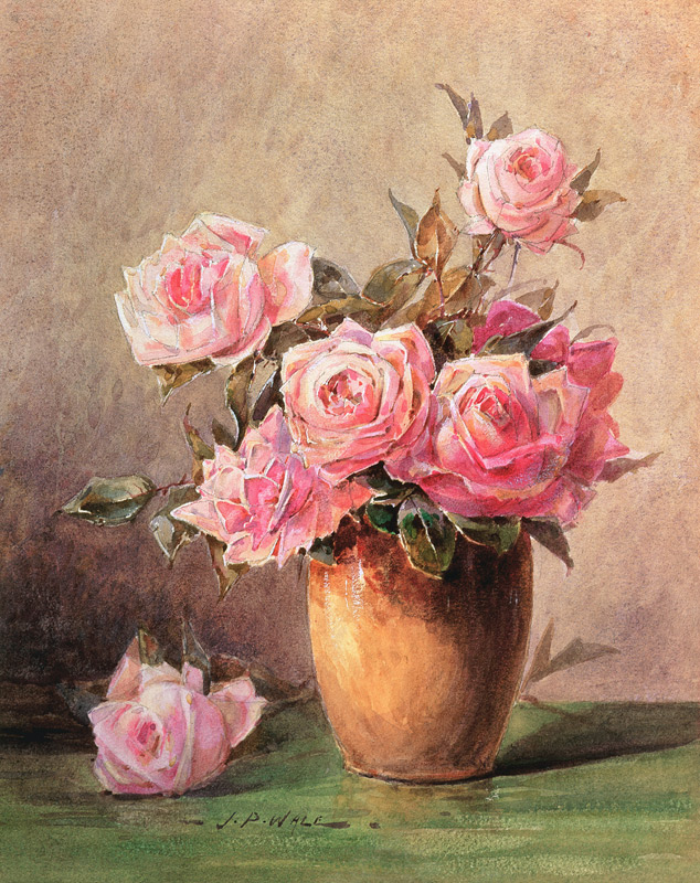 Pink Roses in a Yellow Vase von John Porter Wale