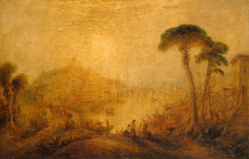 Altertümliche Landschaft mit Gestalten von William Turner