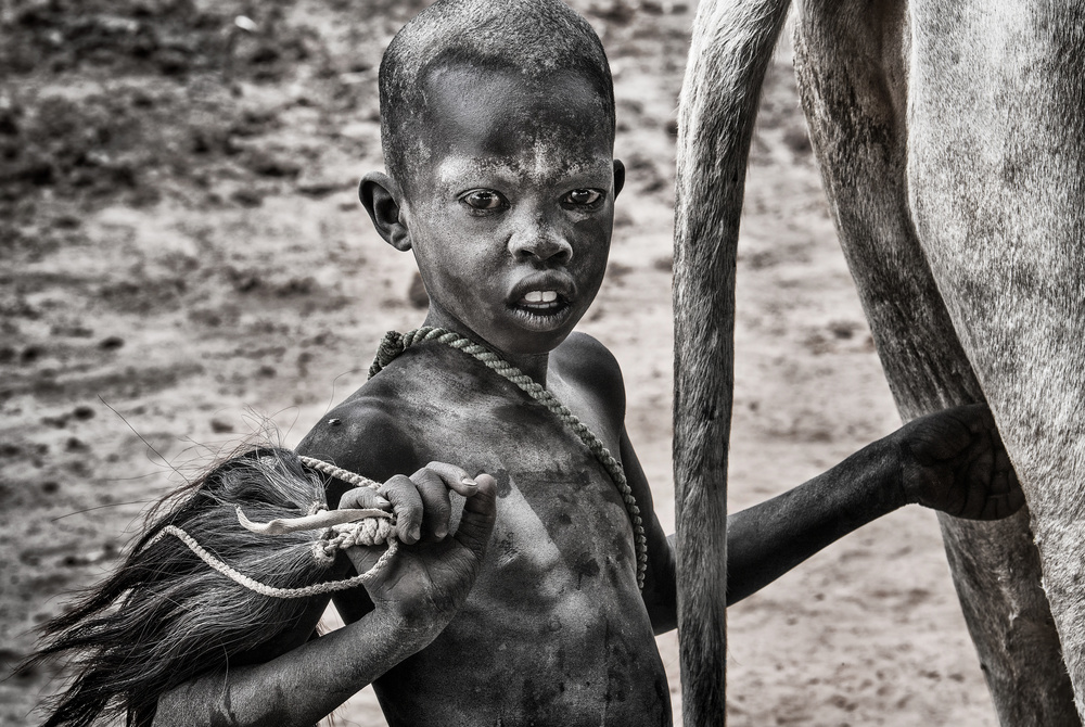 Ready to stimulate the cow - South Sudan von Joxe Inazio Kuesta Garmendia