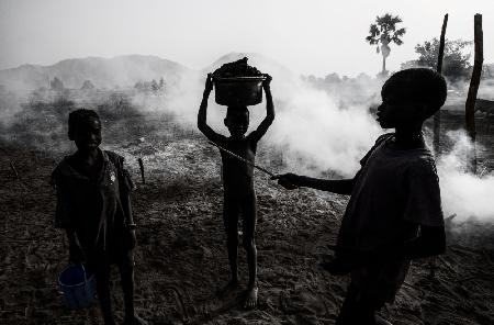 In a Mundari cattle camp.