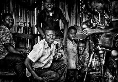 In a motorcycle repair shop - Benin