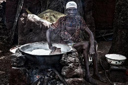 Cooking in Benin.