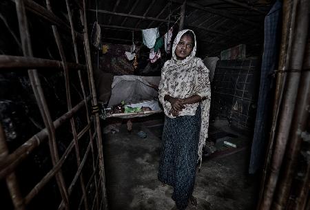 Rohingya woman at her home - Bangladesh