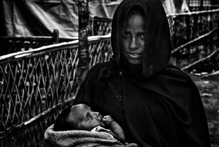 Rohingya woman and her child.