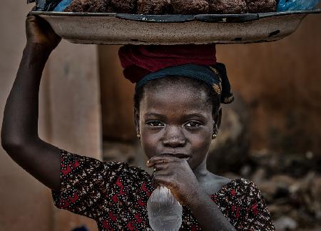 Selling food in a market in Ethiopia