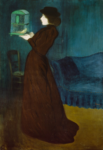 Dame mit Vogelkäfig von József Rippl-Rónai