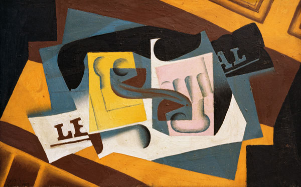 Glas und Zeitung von Juan Gris