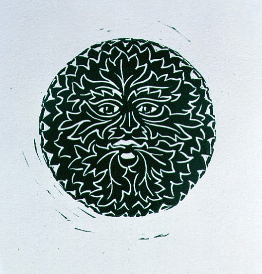 The Green Man, 1998 (linocut and paper)  von Karen  Cater