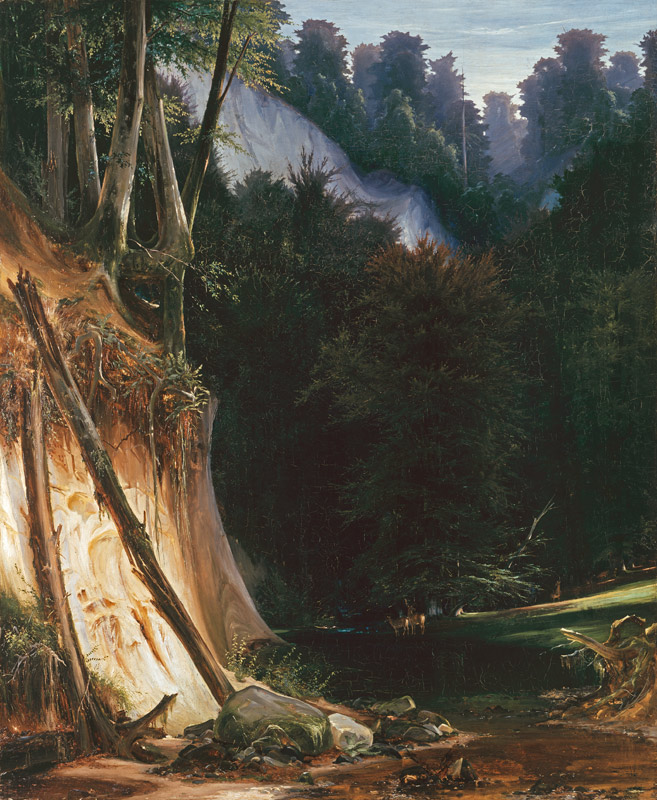 Waldschlucht mit Rotwild von Carl Eduard Ferdinand Blechen