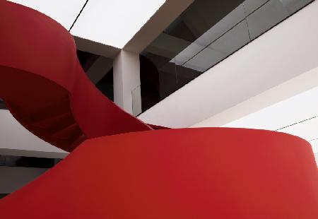 Red spiral staircase