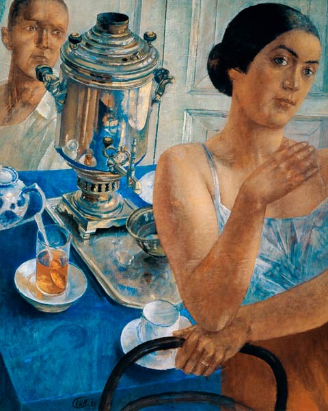 At The Samovar von Kusma Sergejewitsch Petrow-Wodkin