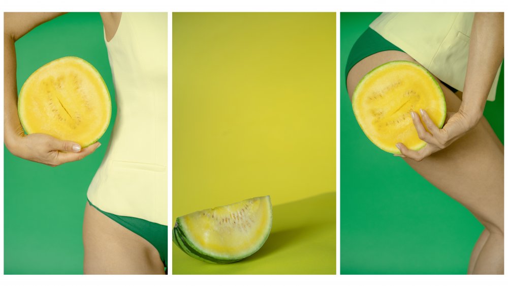 triptych with yellow watermelon von Larisa Usmanova