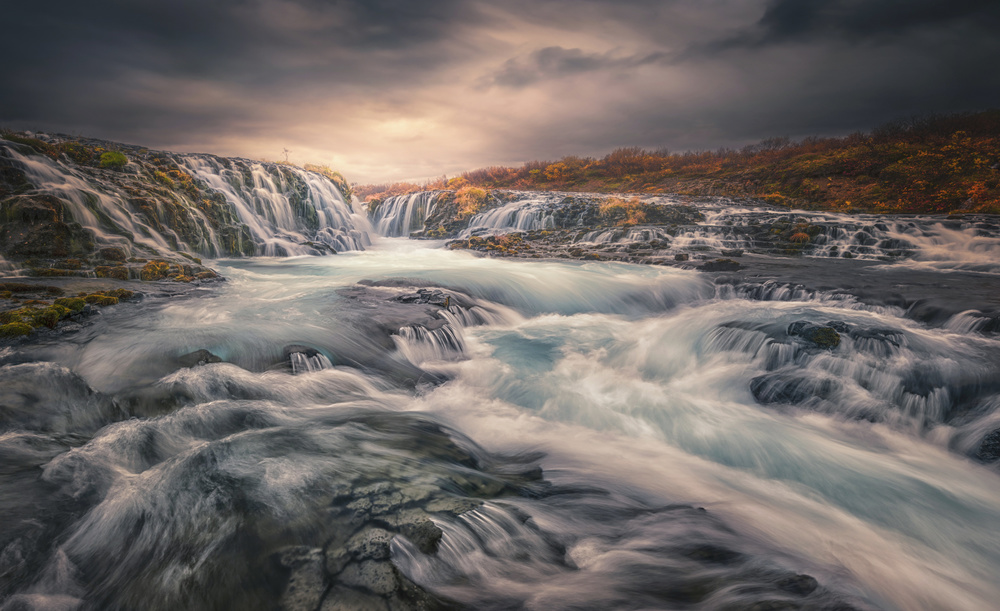 Sunset at Bruarfoss von Larry Deng