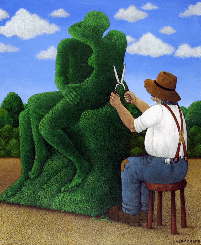 Topiary Kiss (acrylic on linen)  von Larry  Smart