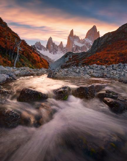 Mount Fitz Roy under sunset