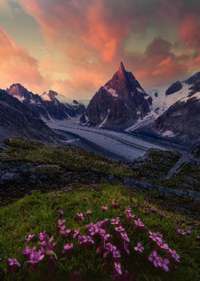 Sunset on glacier