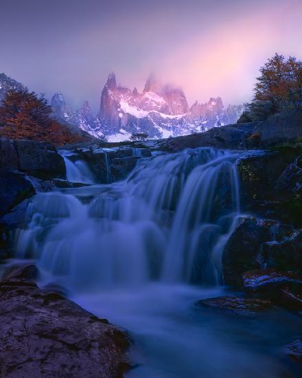 Waterfalls in sunrising