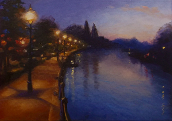 Twickenham Lights Landscape River von Lee Campbell