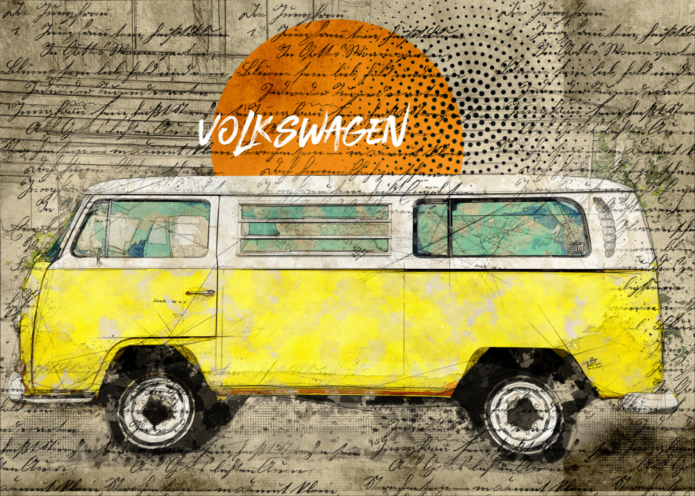 volkswagen vw combi yellow von Lembayung senja studio