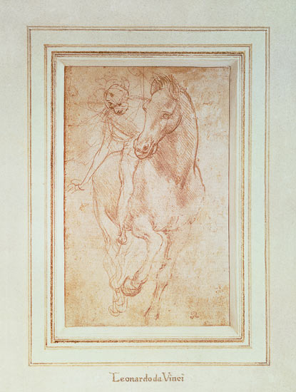 Horse and Rider (silverpoint) von Leonardo da Vinci