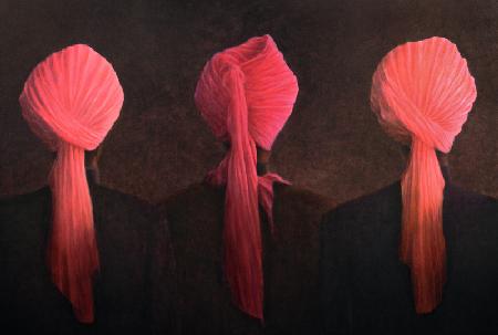 Turban Triptych (oil on canvas) 