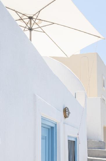 sunshade and blue doors