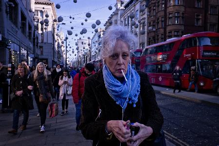 The woman with the blue scarf