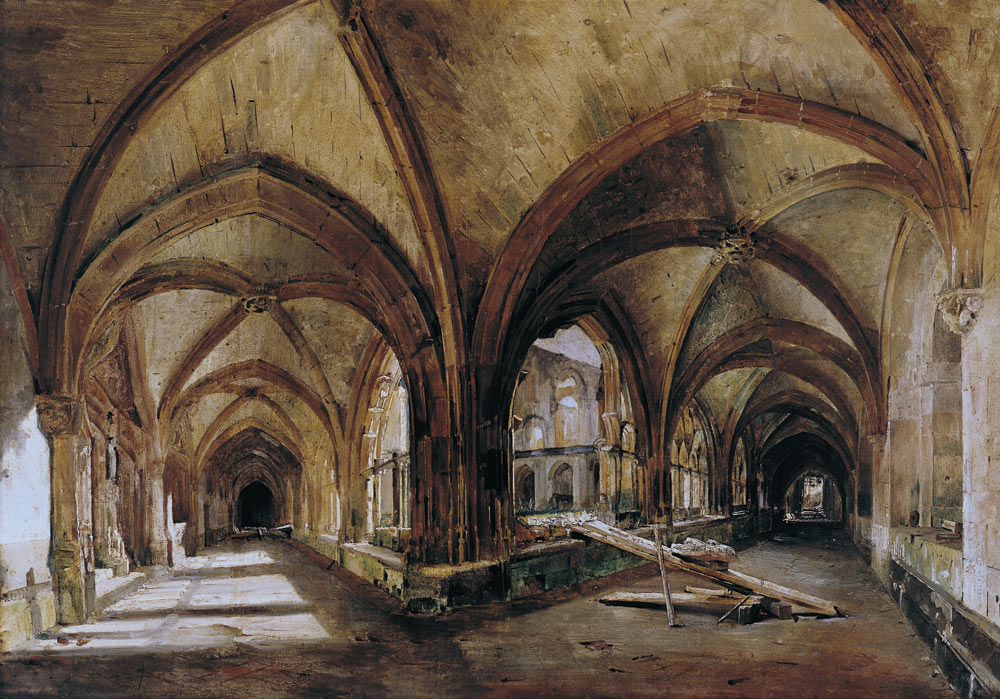 The Cloisters of St. Wandrille von Louis Gabriel Eugène Isabey