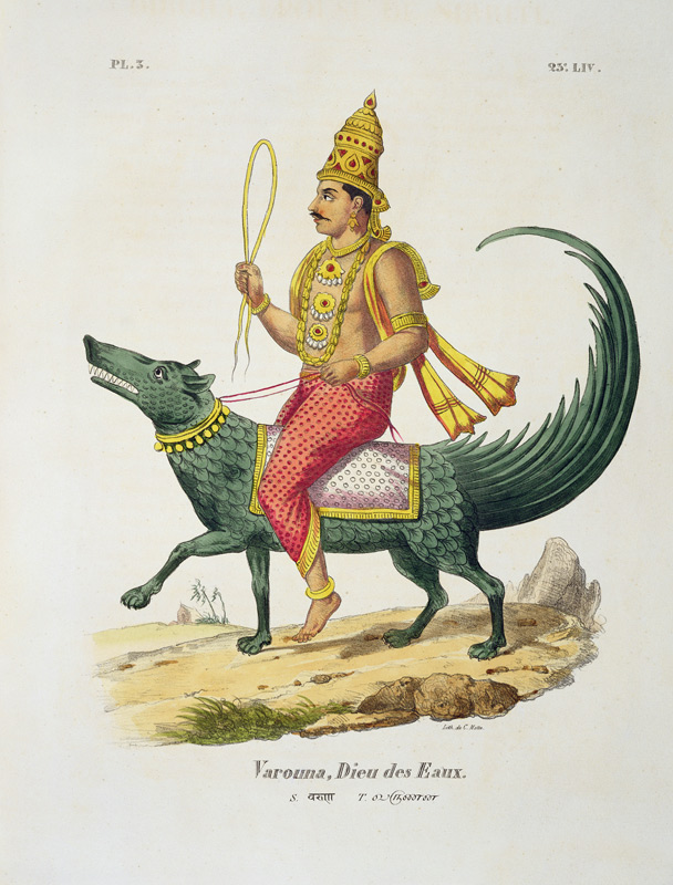 Varuna, God of the Oceans, engraved by Charles Etienne Pierre Motte (1785-1836) (colour litho) von Louis Thomas Bardel