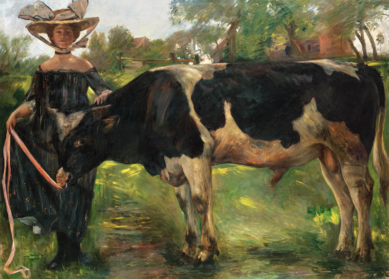 The Painter Charlotte Berend With A Bull von Lovis Corinth