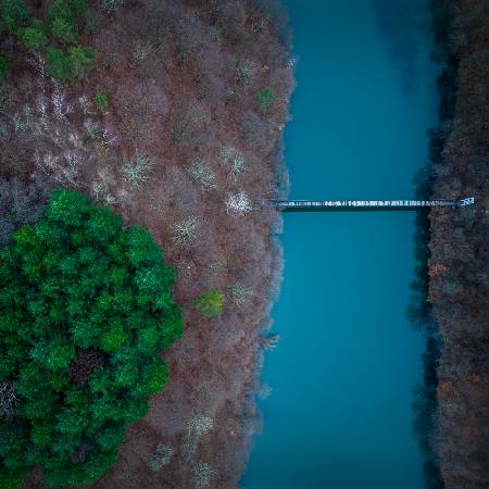 Suspended bridge near a Bulgarian village