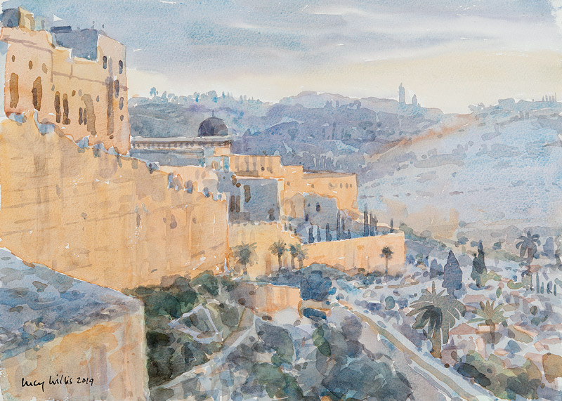 Sunrise on the City Wall, Jerusalem von Lucy Willis