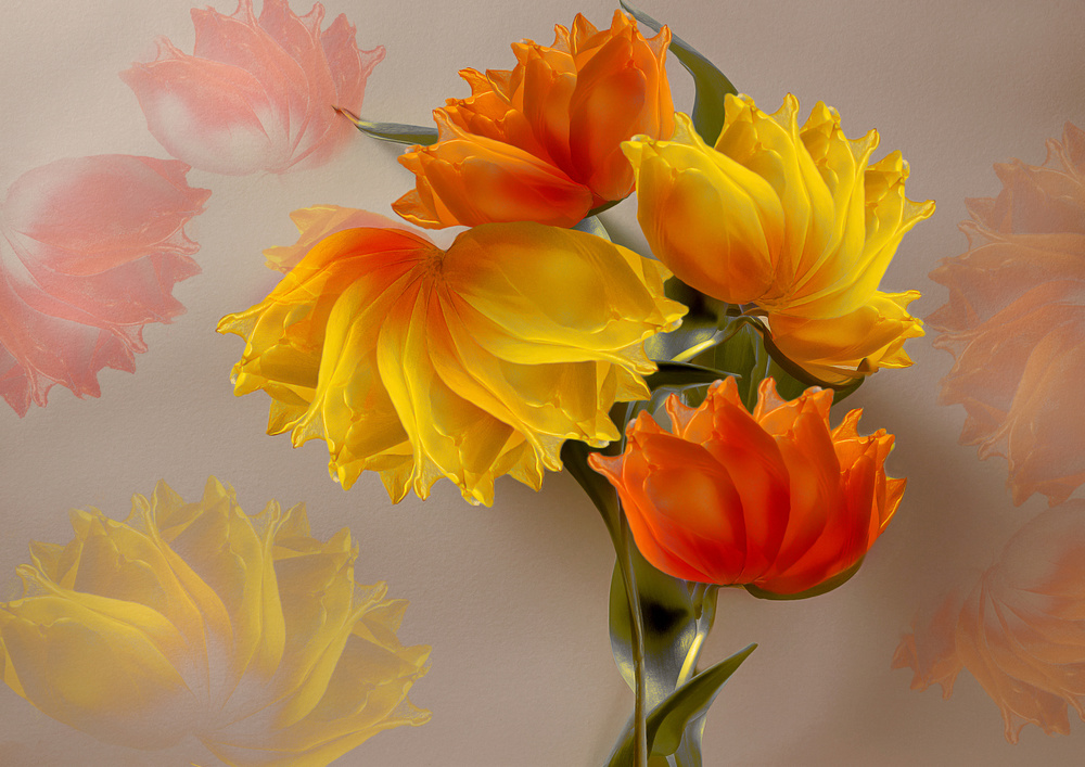 Four tulips von Ludmila Shumilova