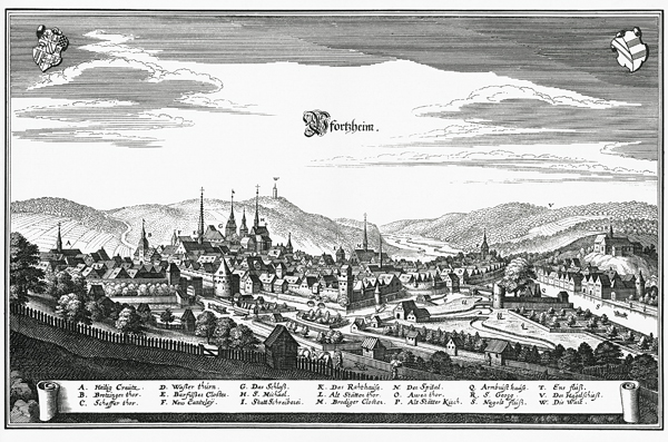 Pforzheim um 1650 von Matthäus Merian der Ältere