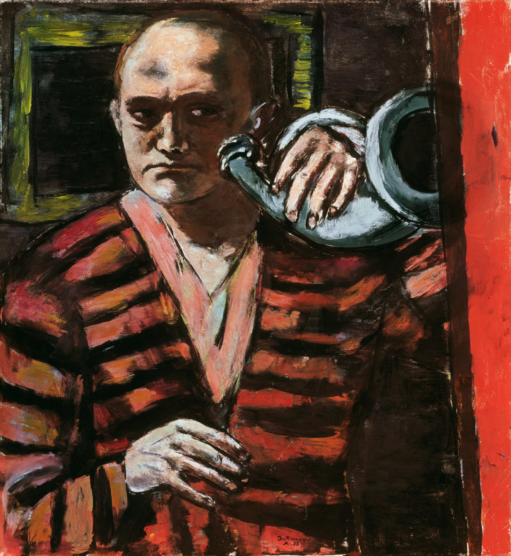 Selbstbildnis mit Horn von Max Beckmann