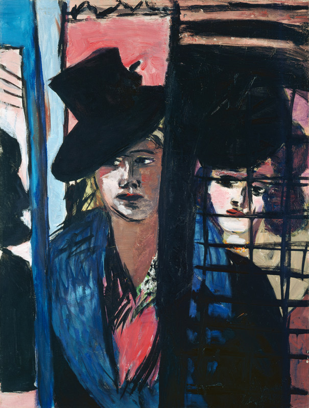 Zwei Frauen (in Glastür) von Max Beckmann