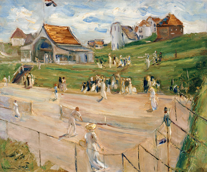 Tennisplatz mit Spielern in Noordwijk von Max Liebermann