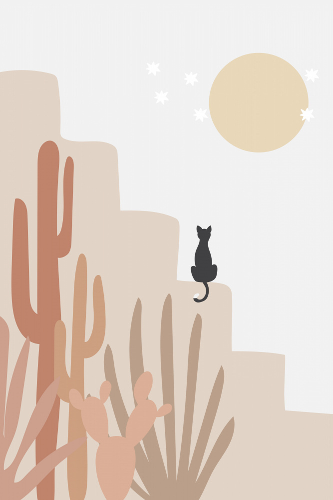 Cat with Cactus von Melloi Art Prints