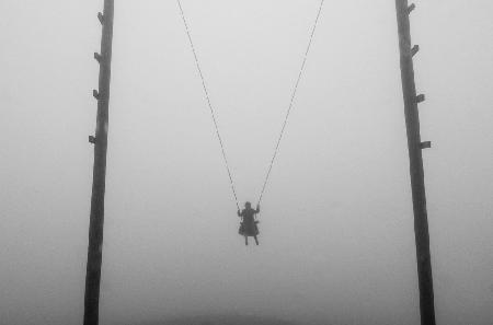 a boy on a swing