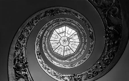 Looking up the winding stairs