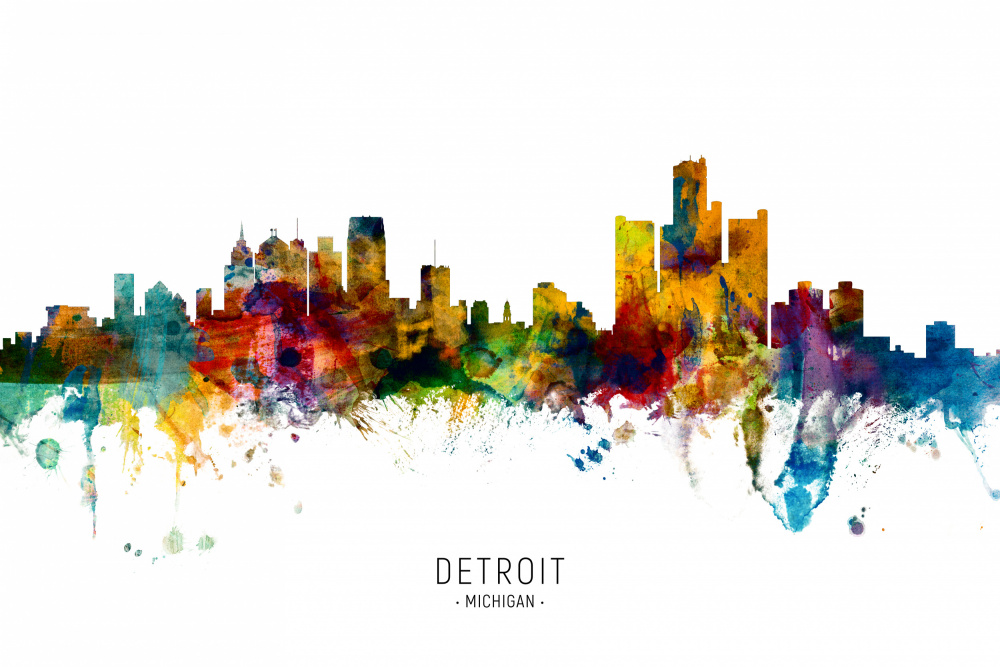 Detroit Michigan Skyline von Michael Tompsett