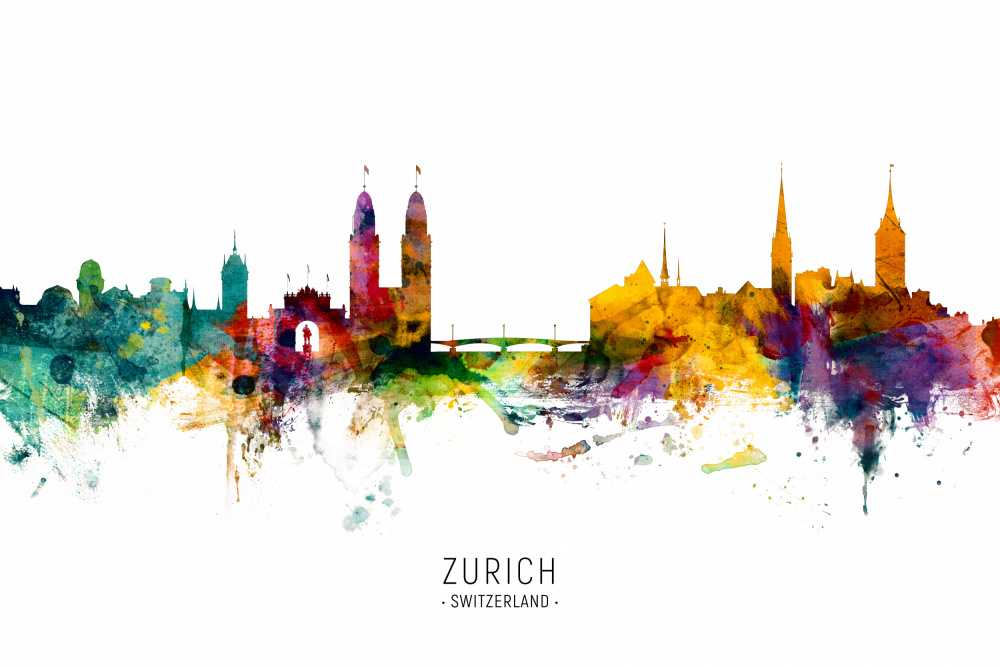 Zurich Switzerland Skyline von Michael Tompsett