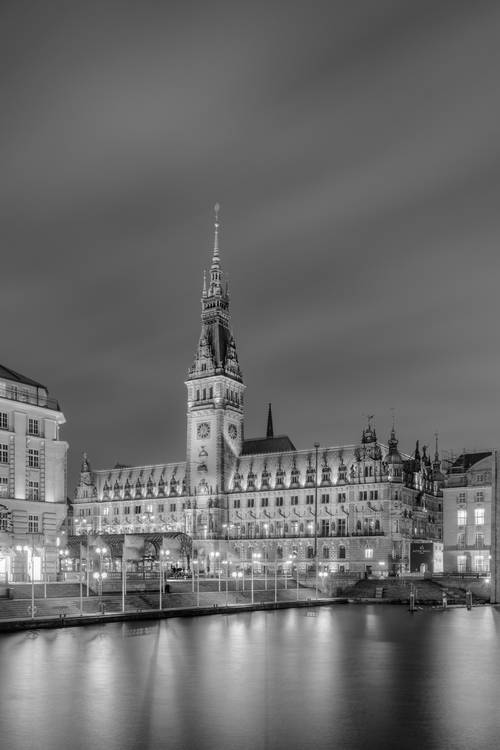 Hamburger Rathaus schwarz-weiß von Michael Valjak