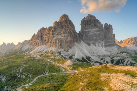 Südseite der Drei Zinnen in Südtirol