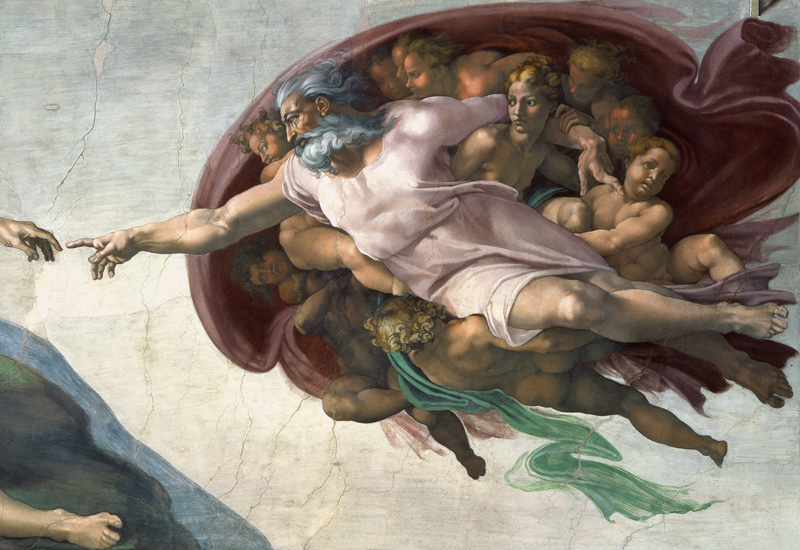 Sistine Chapel Ceiling: Creation of Adam, 1510 (detail of 77430) von Michelangelo (Buonarroti)