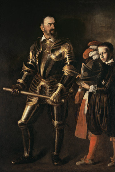 Portrait of Alof de Wignacourt, Grand Master of the Order of Malta from 1601-22 (1547-1622), with hi von Michelangelo Caravaggio